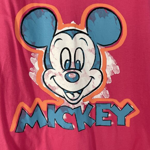 Women's Disney Mickey Mouse Short Sleeve T-Shirt Size XS Pink Loose Fit Tee - Picture 2 of 9